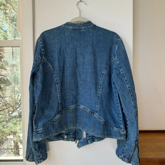 New Free People Fast Lane Denim Moto Jean Jacket We The Free in Blue Jean - Picture 3 of 8
